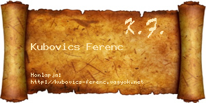 Kubovics Ferenc névjegykártya
